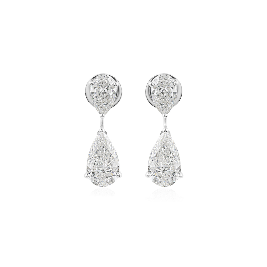 Timeless Pear Cut Natural Diamond Fine Gold Drop Earrings