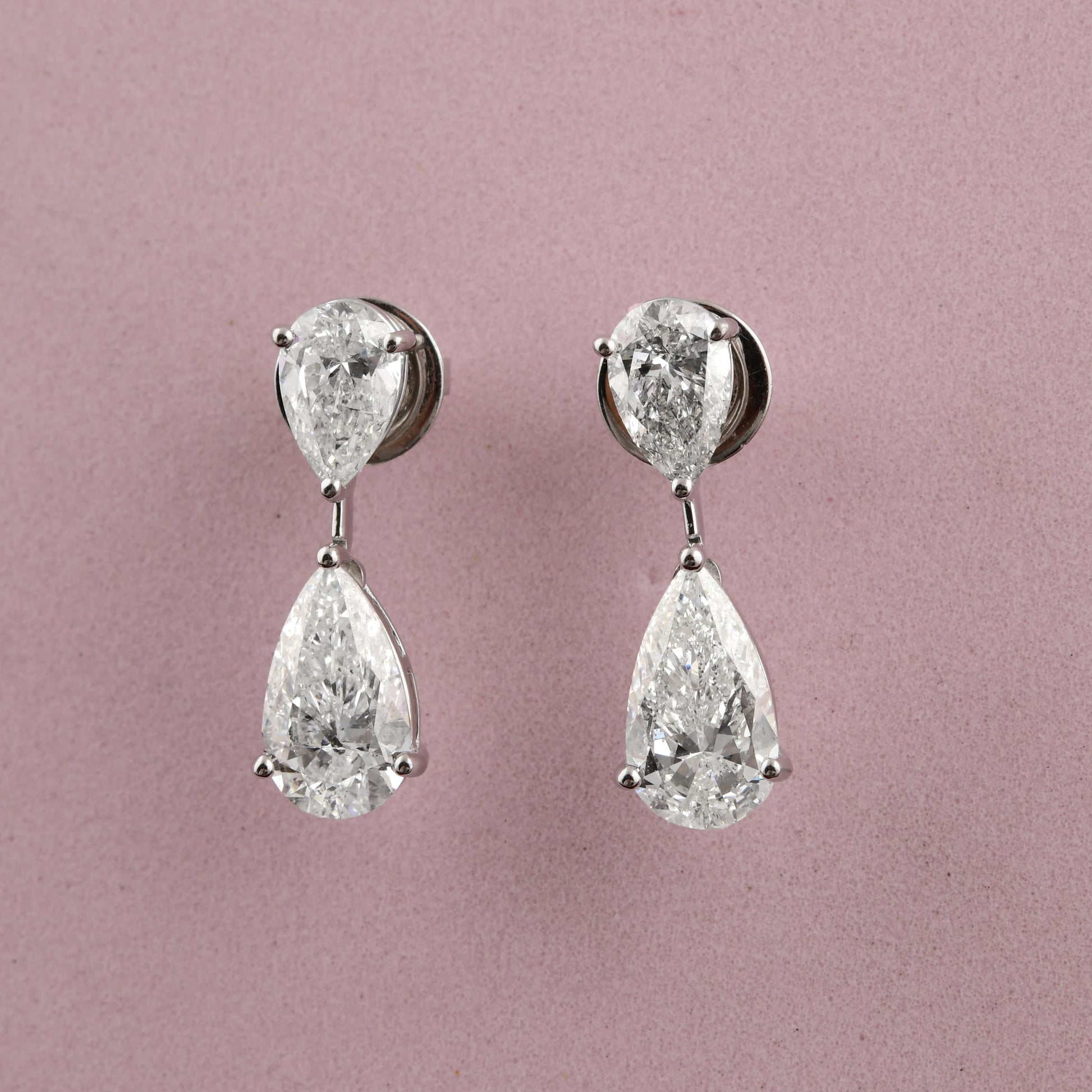 Timeless Pear Cut Natural Diamond Fine Gold Drop Earrings