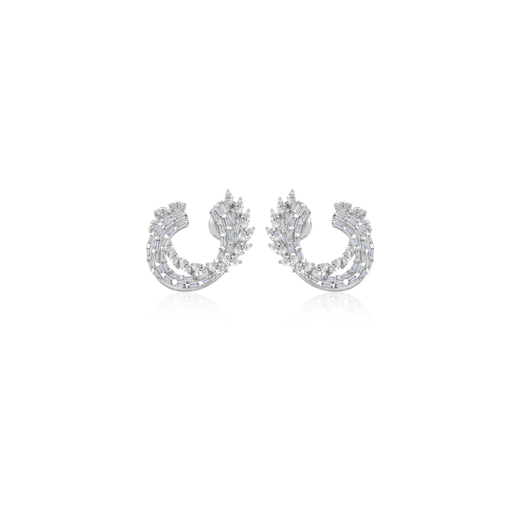 Curved Baguette & Marquise Cut Diamond Earrings
