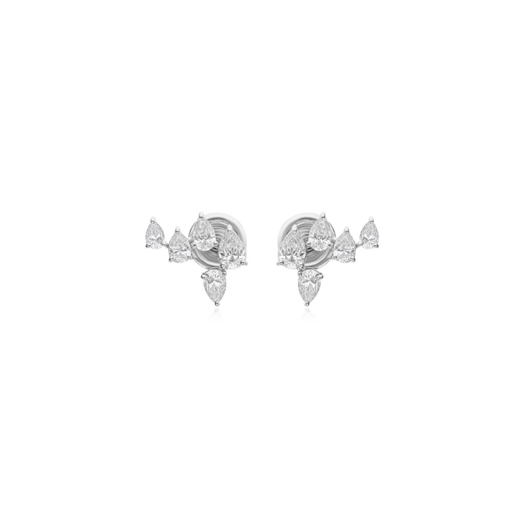 Dainty Diamond Pear Cut Prong Setting Stud Earrings