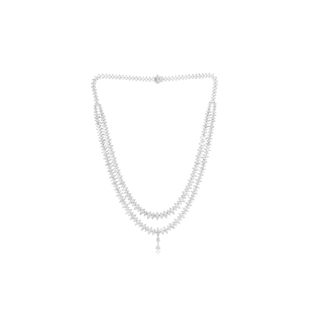 25.58 Ct. SI/H Marquise Cut and Teardrop Diamond Layered Necklace