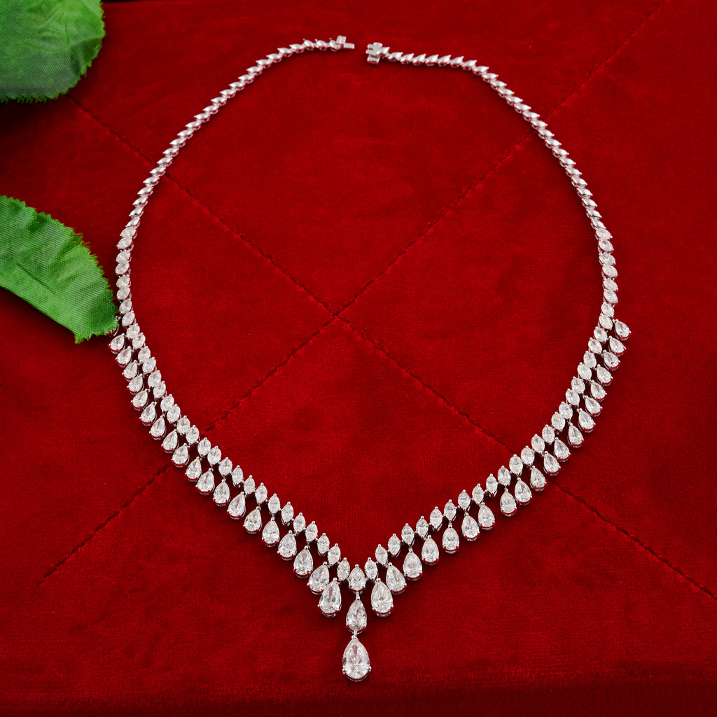 22.79 Ct SI/HI Teardrop Diamond Dangle Necklace Wedding Jewelry