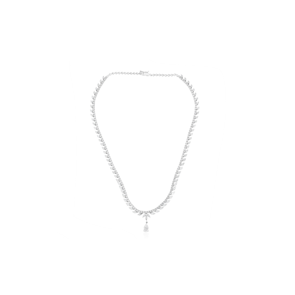 11.92 Ct HI/SI Natural Teardrop Diamond Dangle Tennis Necklace