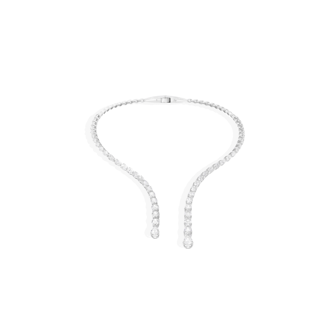 17.59 Ct SI/HI Pear Cut Diamond Choker Open Necklace Bridal Wedding Jewelry