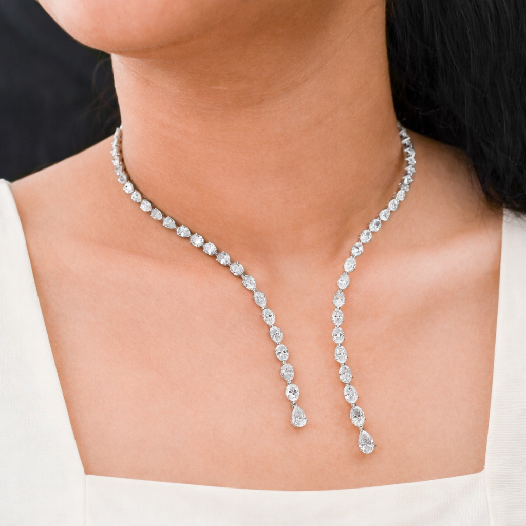 Pear Cut Diamond Open Wedding Choker Necklace