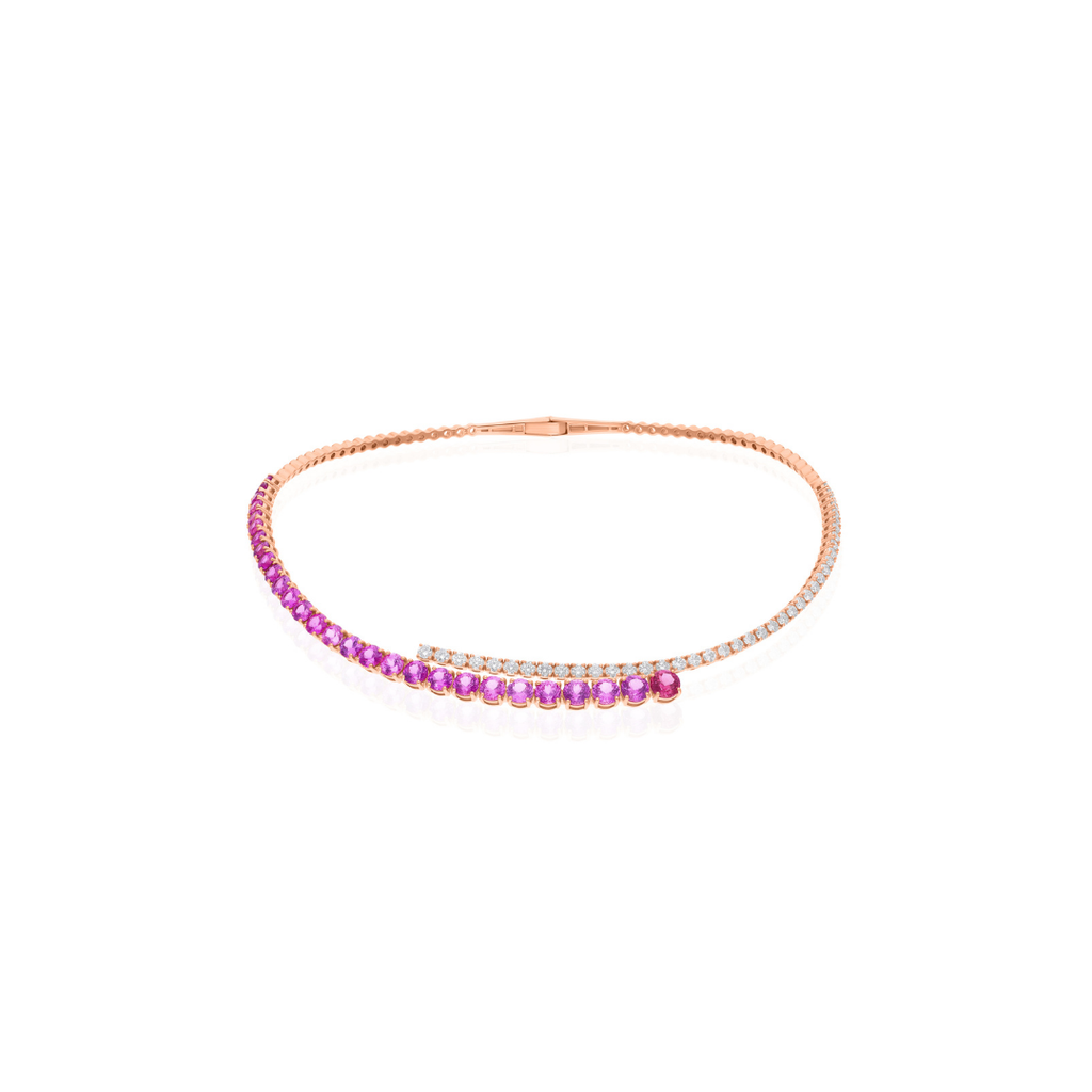 16.72 Tcw Round Cut Pink Sapphire HI/SI Diamond Choker Necklace