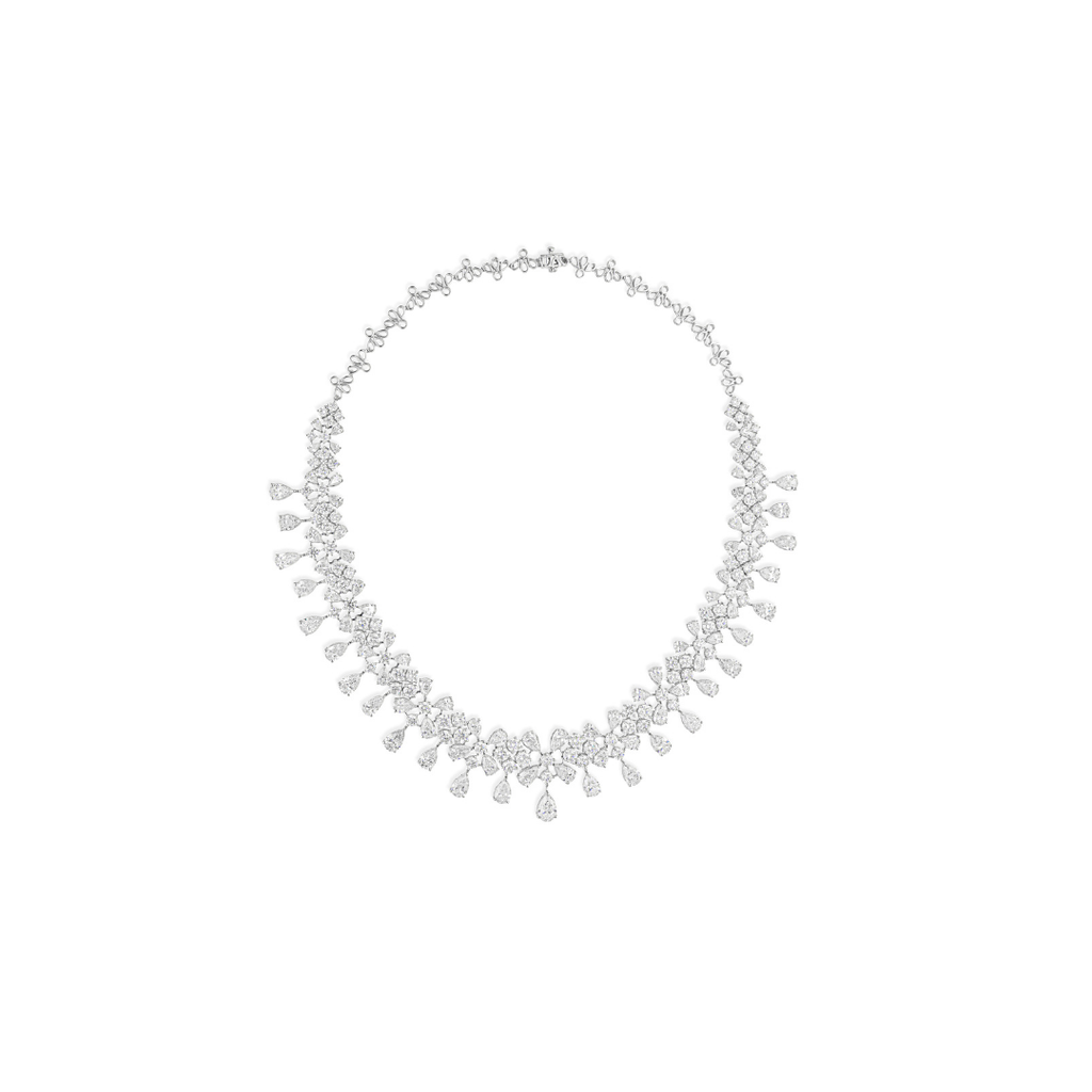 50.46 Ct. Natural SI/HI Round Pear Cut Diamond Cluster Necklace Wedding Gift