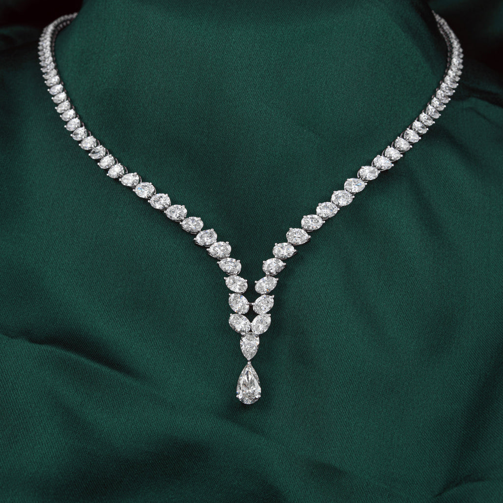 Handmade 24.23 Carat Natural Diamond Certified Fine Gold Drop Necklace