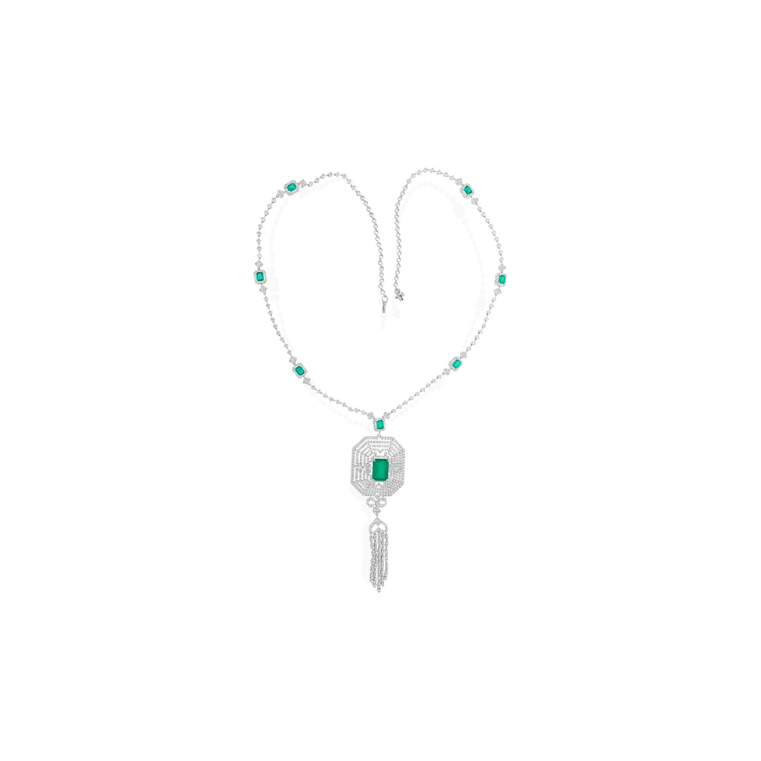 19.08 Tcw Zambian Emerald SI/H Diamond Drop Pendant Necklace
