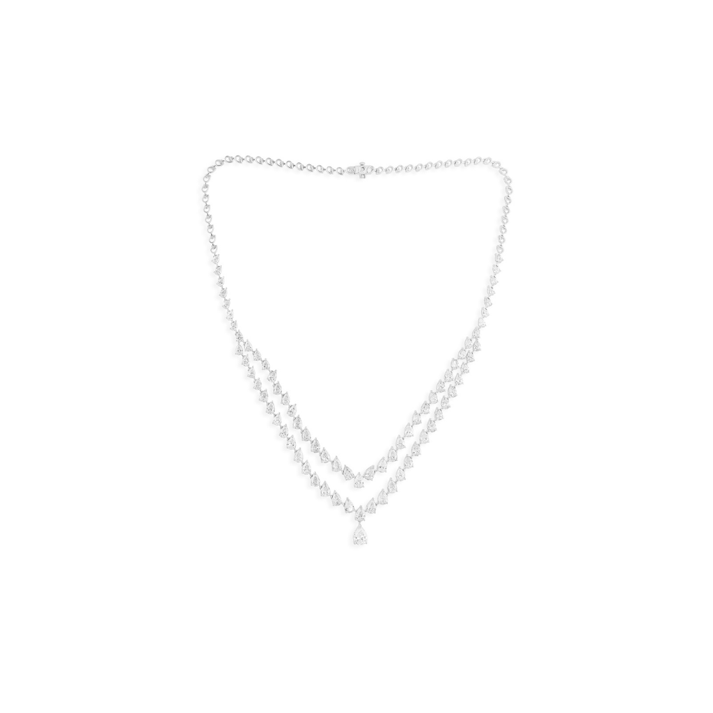 Double Strand Fine Gold 14.81 Carat Pear Cut Natural Diamond Necklace