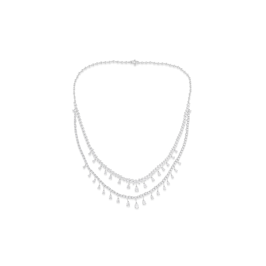 15.40 Ct Teardrop Diamond Layered Gold Necklace for Anniversary Gift