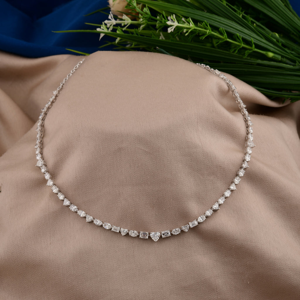 11.65 Ct. SI/HI Multi Shape Diamond Tennis Necklace Wedding Gift
