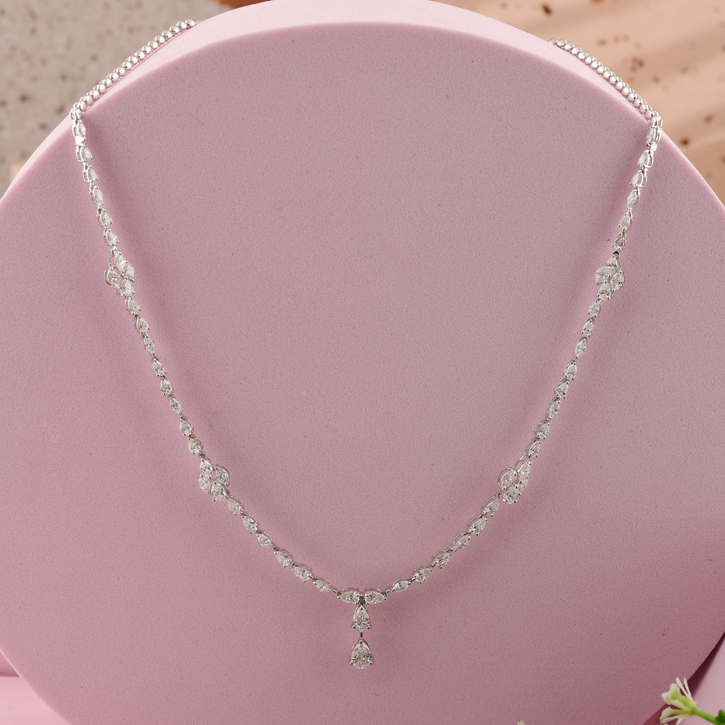 Fine Gold Luxury Bridal Pear & Marquise Diamond Drop Necklace