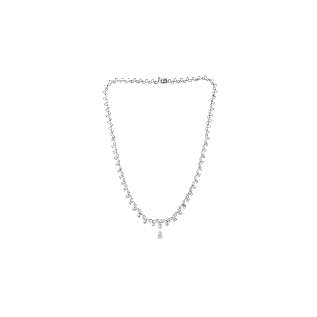 Timeless Diamond Drop Necklace with Pear Shaped Diamonds in Fine Gold