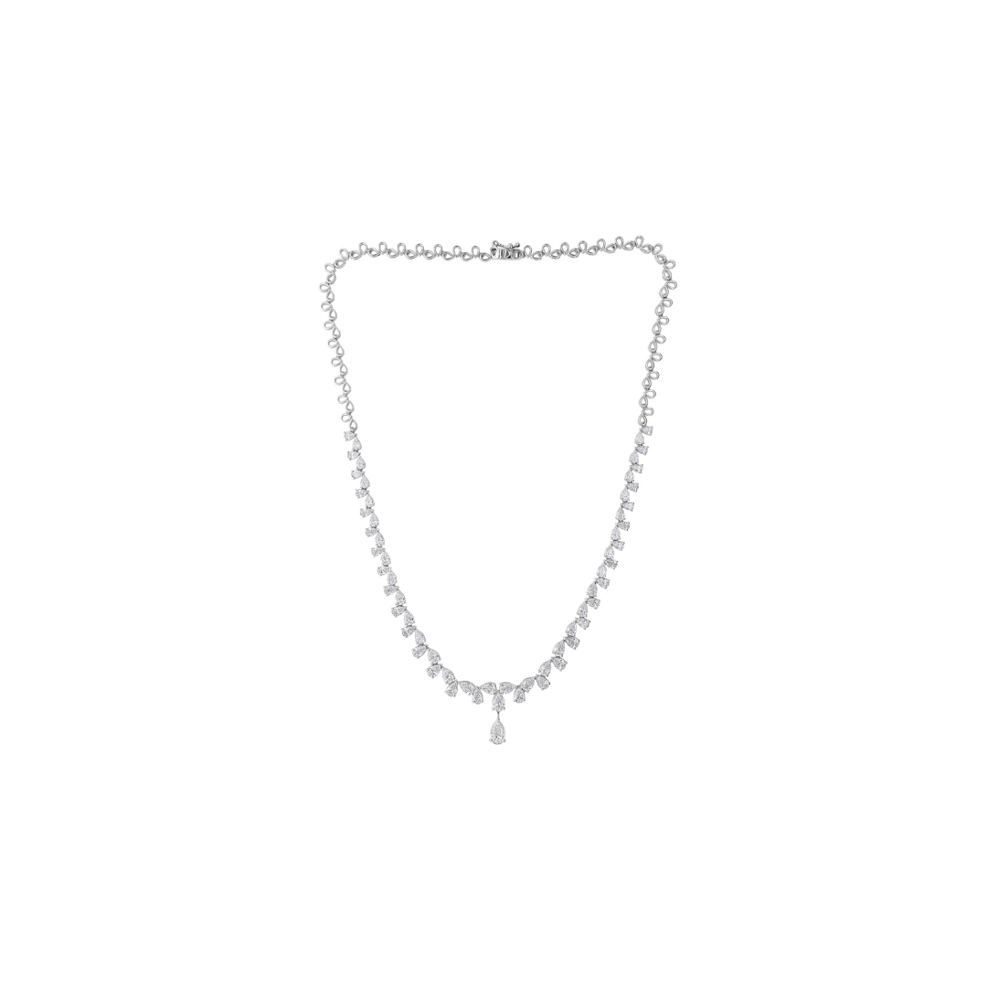 Timeless Diamond Drop Necklace with Pear Shaped Diamonds in Fine Gold