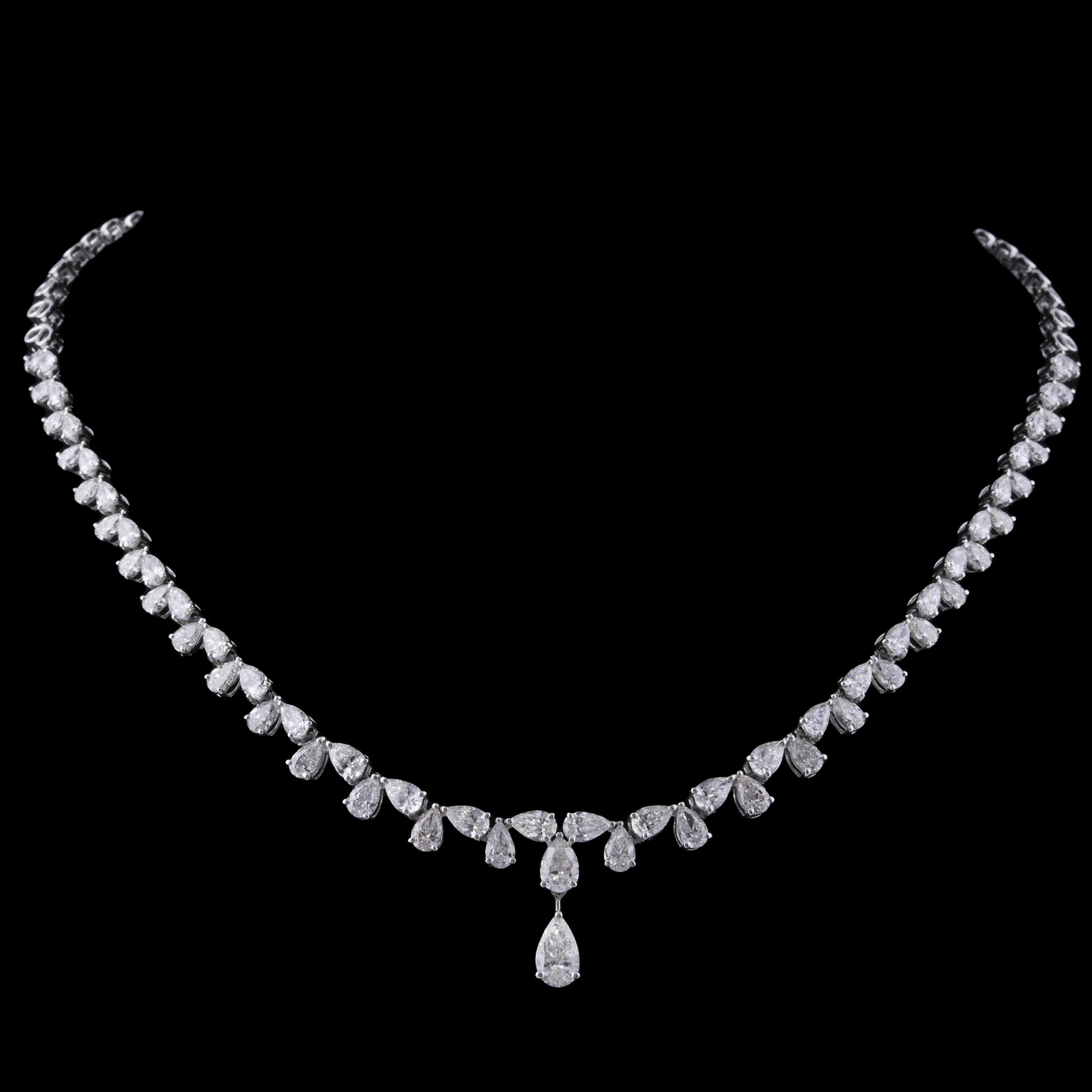 Timeless Diamond Drop Necklace with Pear Shaped Diamonds in Fine Gold