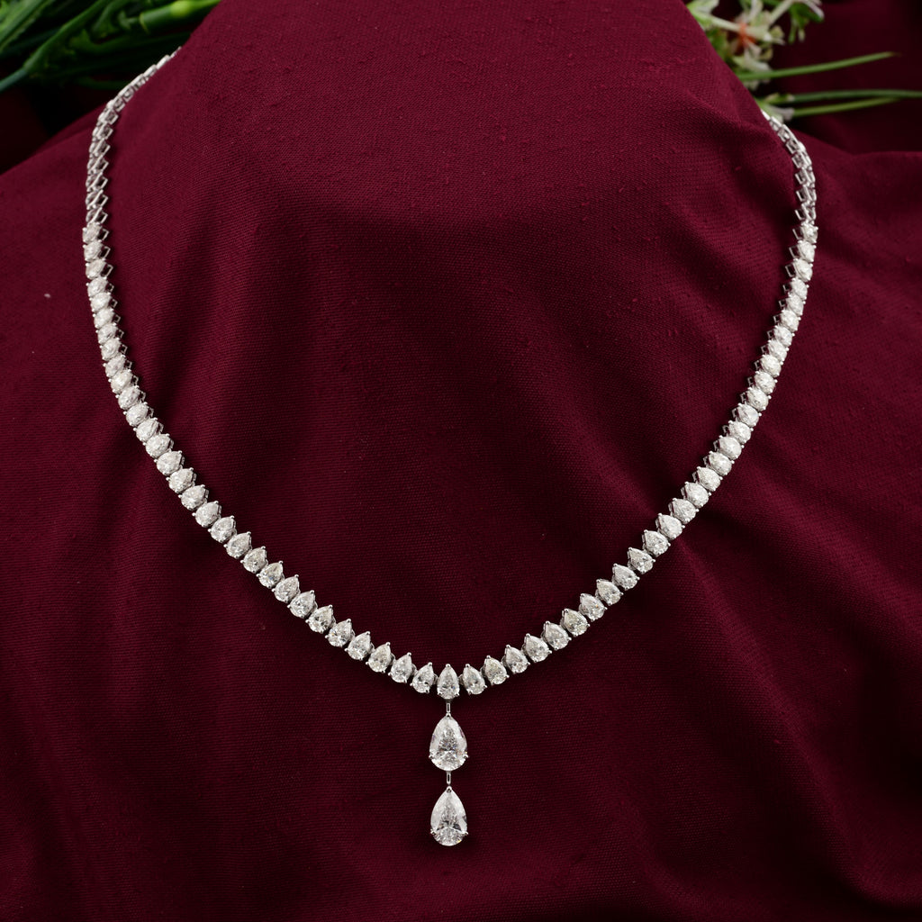 10.33 Ct Pear Shaped Dangle Classic Diamond Necklace Bridal Jewelry