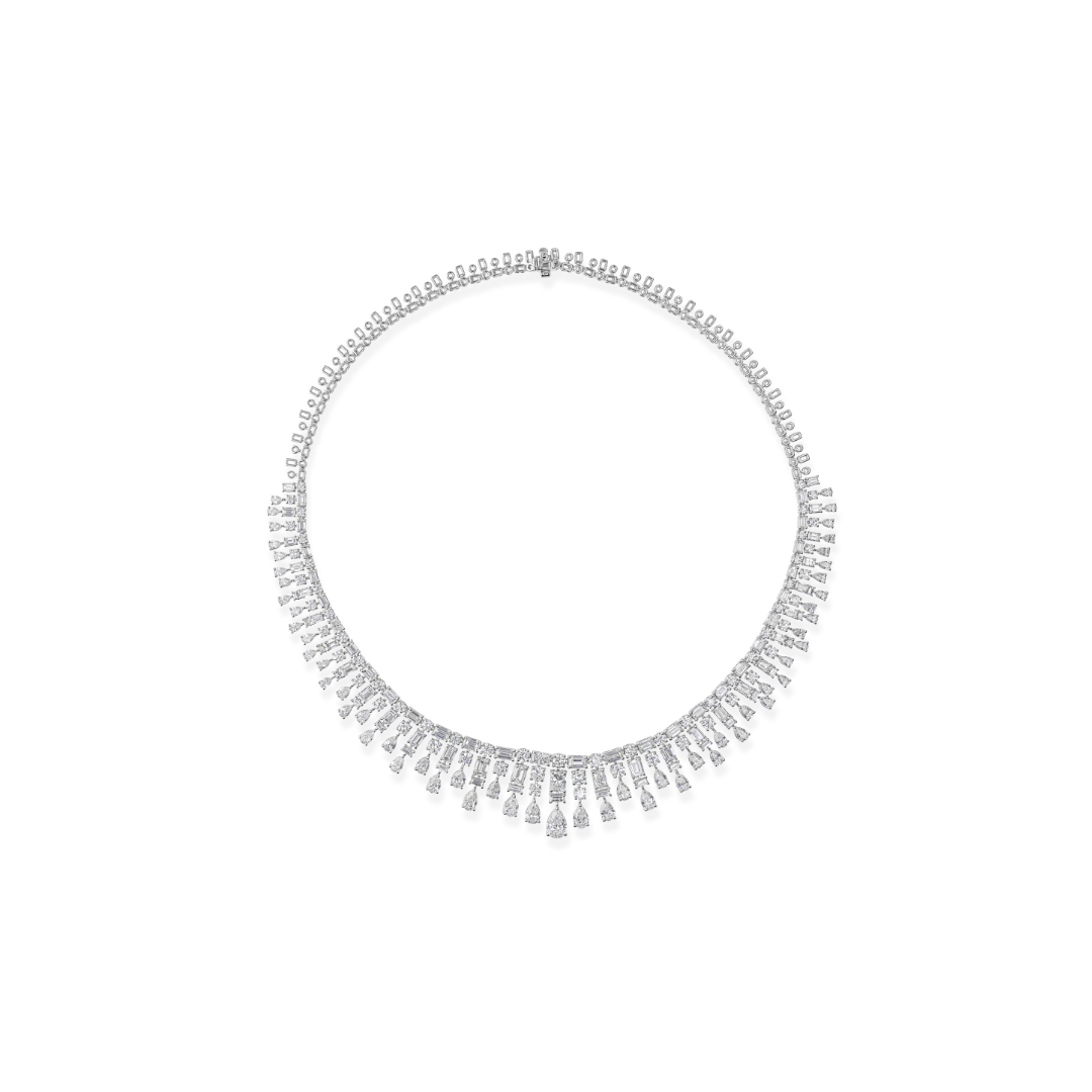 Statement Multi Cut 25.89 Carat Natural Diamond Wedding Gold Necklace