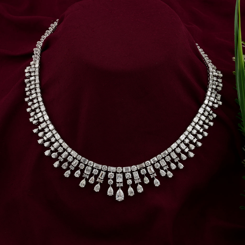 Statement Multi Cut 25.89 Carat Natural Diamond Wedding Gold Necklace