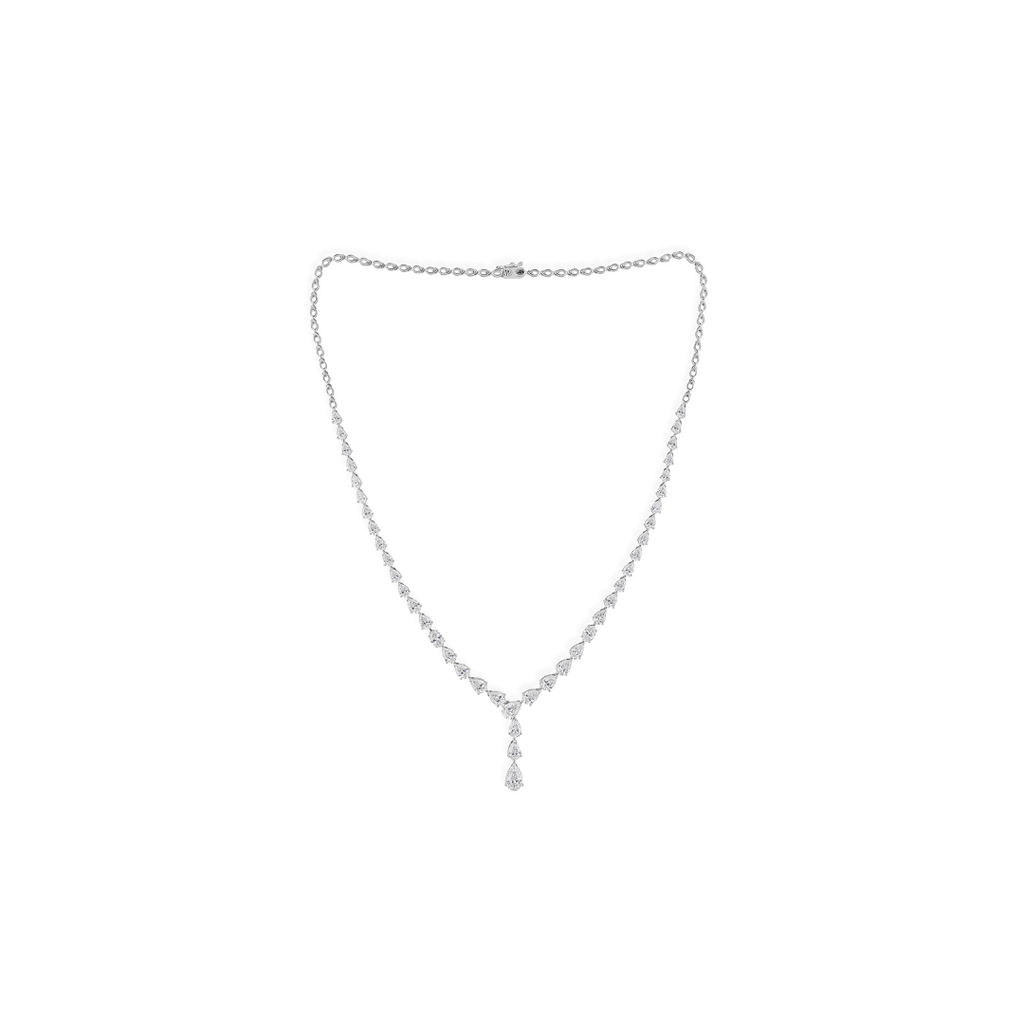 Classic Pear Cut 8.47 Carat Natural Diamond Drop Necklace in Fine Gold