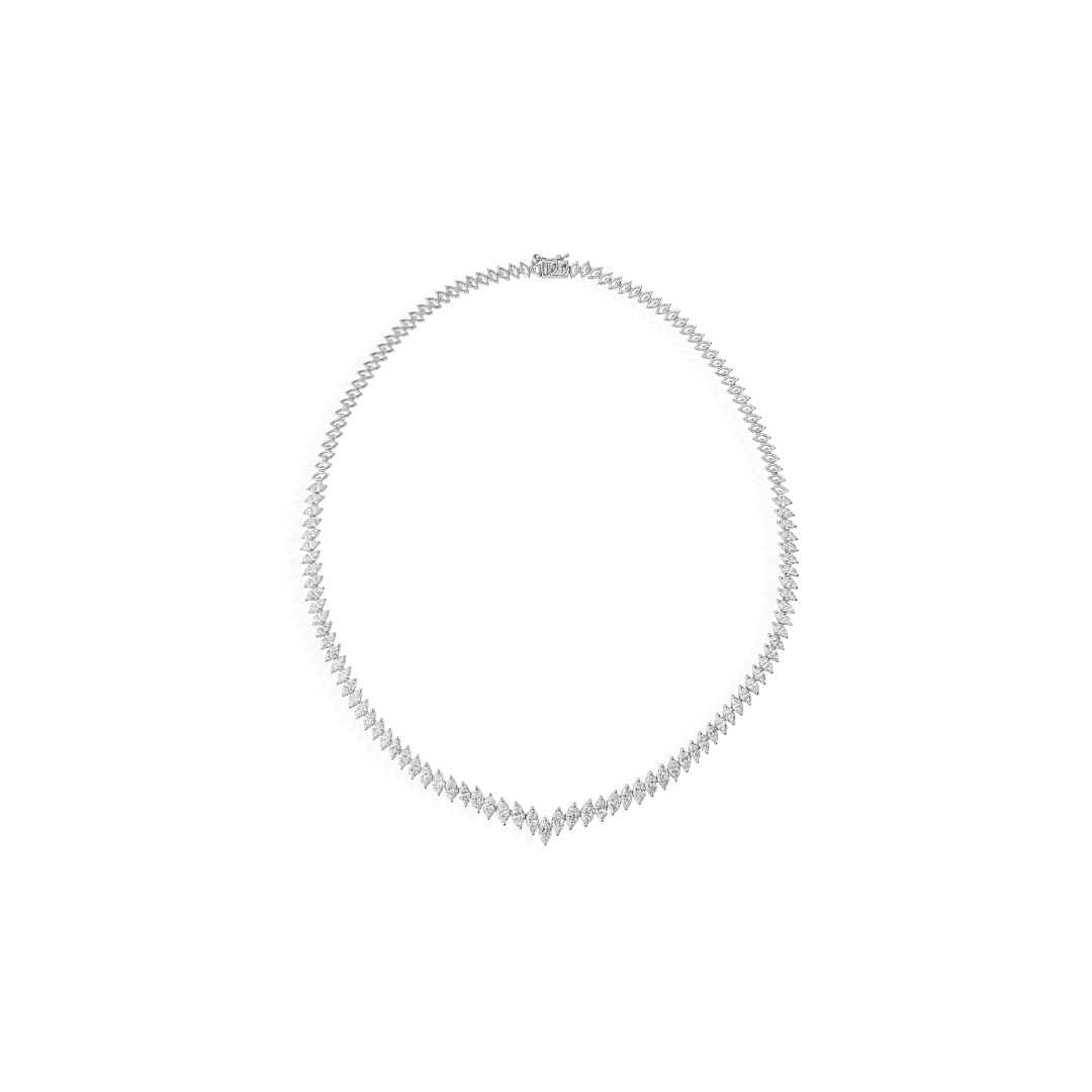 Radiant 11.86Ct Marquise Cut Natural Diamond Wedding Tennis Necklace