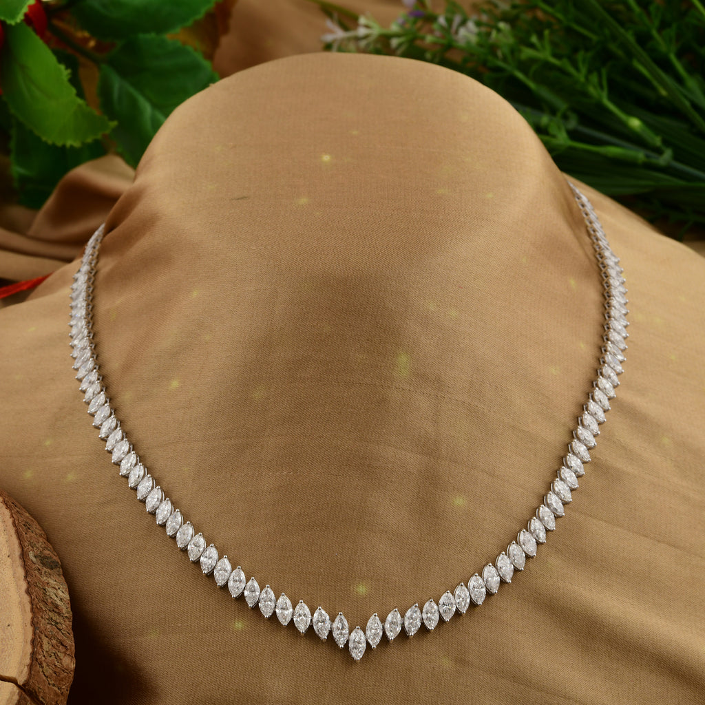 Radiant 11.86Ct Marquise Cut Natural Diamond Wedding Tennis Necklace