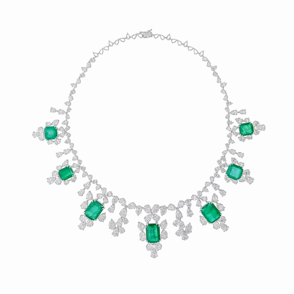Exclusive Emerald Gemstone and Natural Diamond Gold Jewelry Set