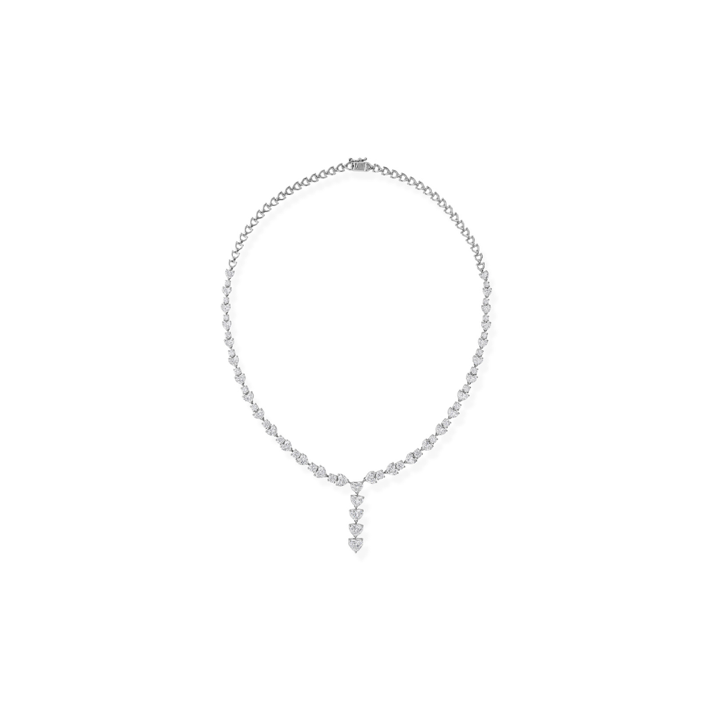 Natural Heart Cut Diamond Drop Statement Necklace in Fine Gold