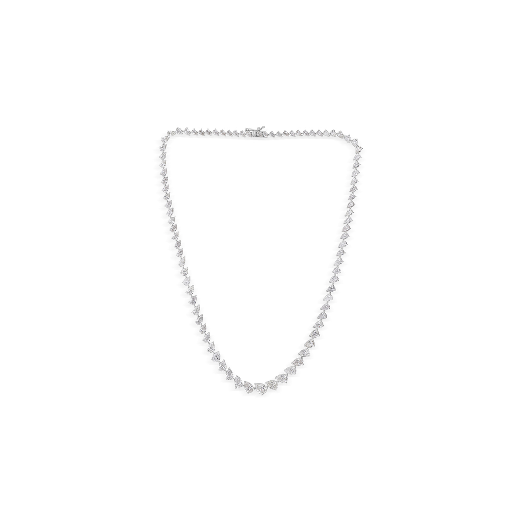 Exquisite Pear Cut Natural Diamond Tennis Necklace in Fine Gold