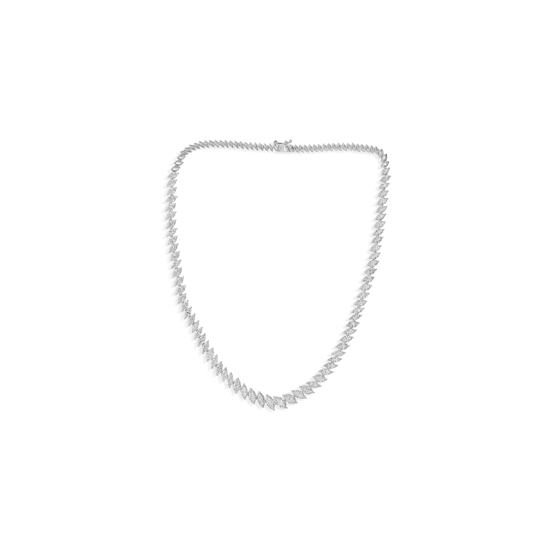 High Shine Marquise Cut Natural Diamond Tennis Necklace