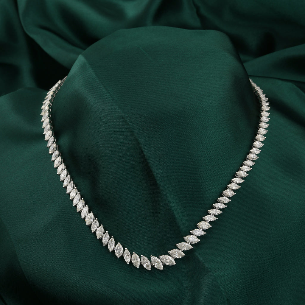High Shine Marquise Cut Natural Diamond Tennis Necklace