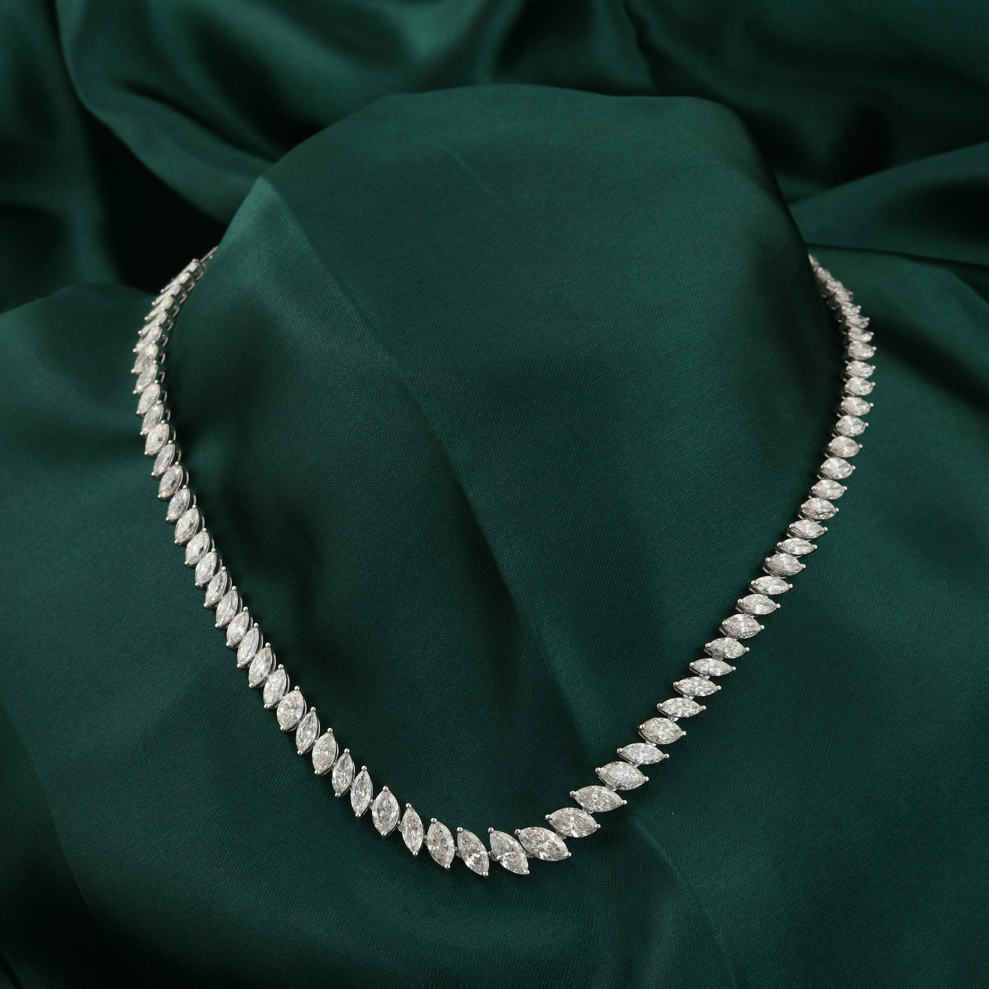 High Shine Marquise Cut Natural Diamond Tennis Necklace