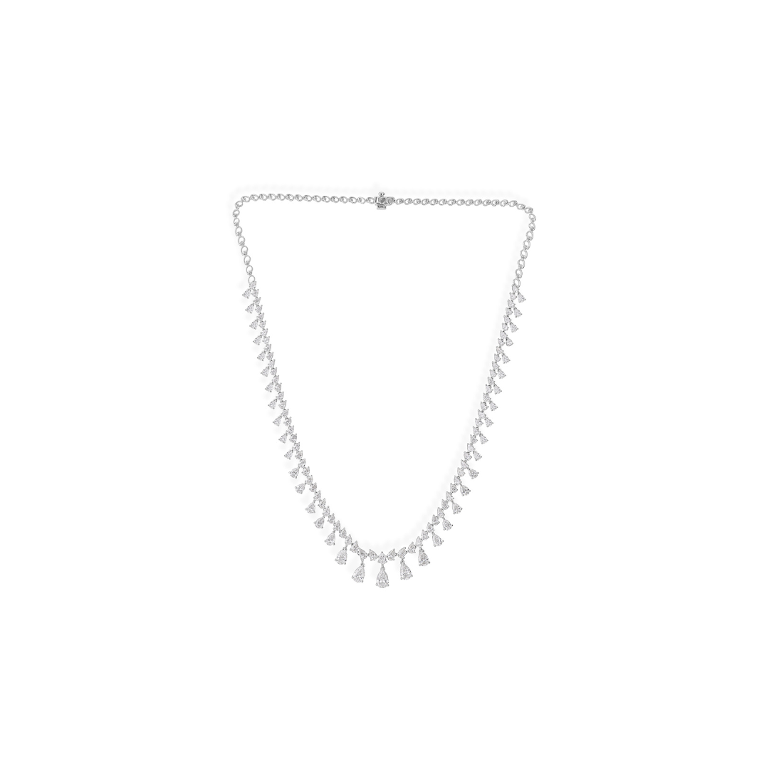 Dangling Pear Shape Natural Diamond Necklace in Fine Gold Finish