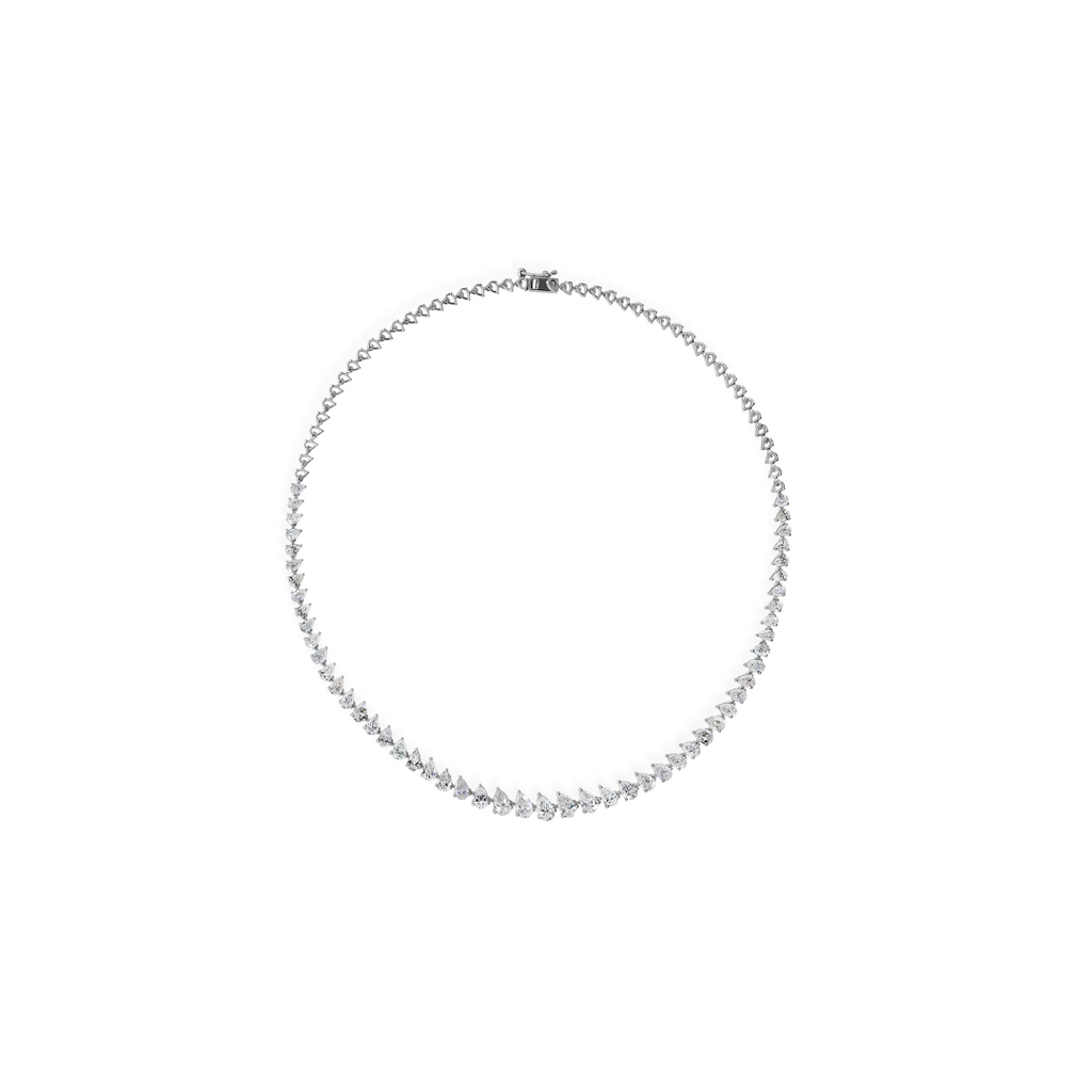 Graduated Pear Cut 11.49 Carat Natural Diamond Tennis Necklace