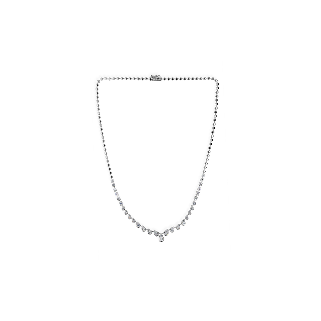 Minimalist Baguette Cut Natural Diamond Chain Necklace