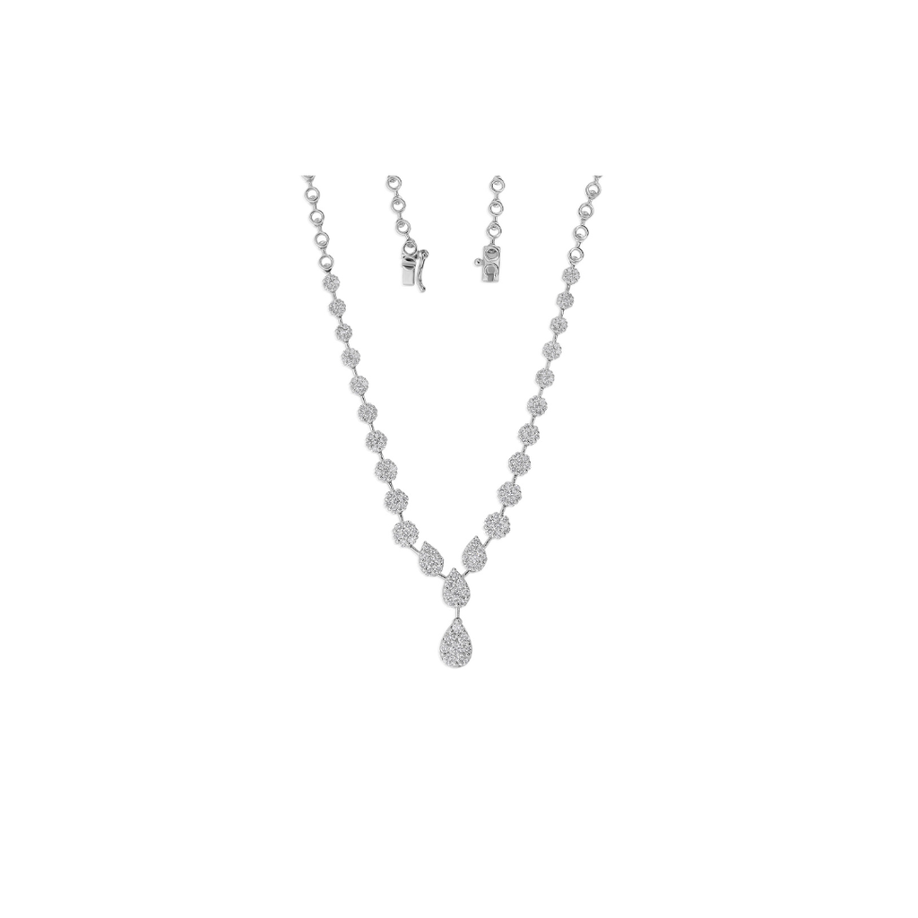 Delicate Cluster Natural Diamond Solid Gold Certified Necklace