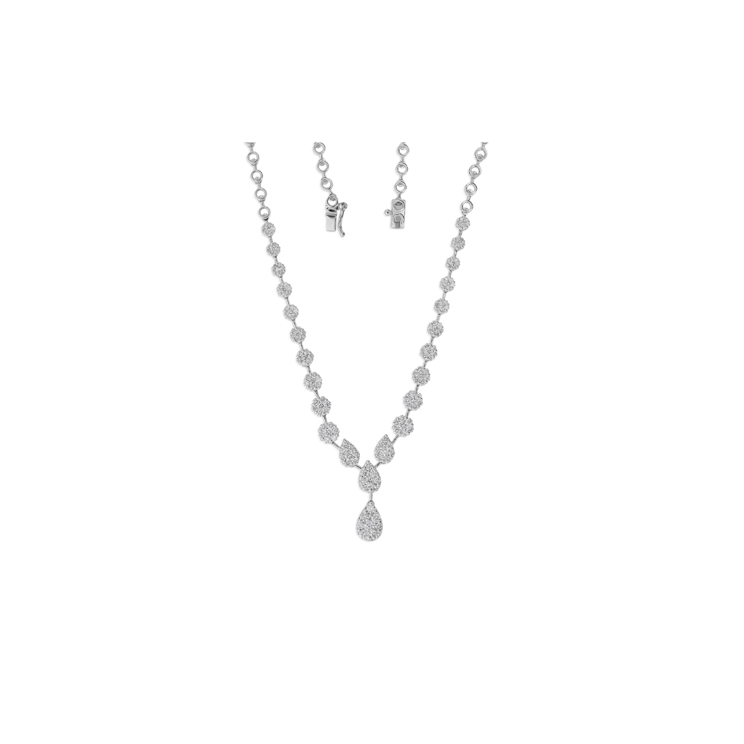 Delicate Cluster Natural Diamond Solid Gold Certified Necklace