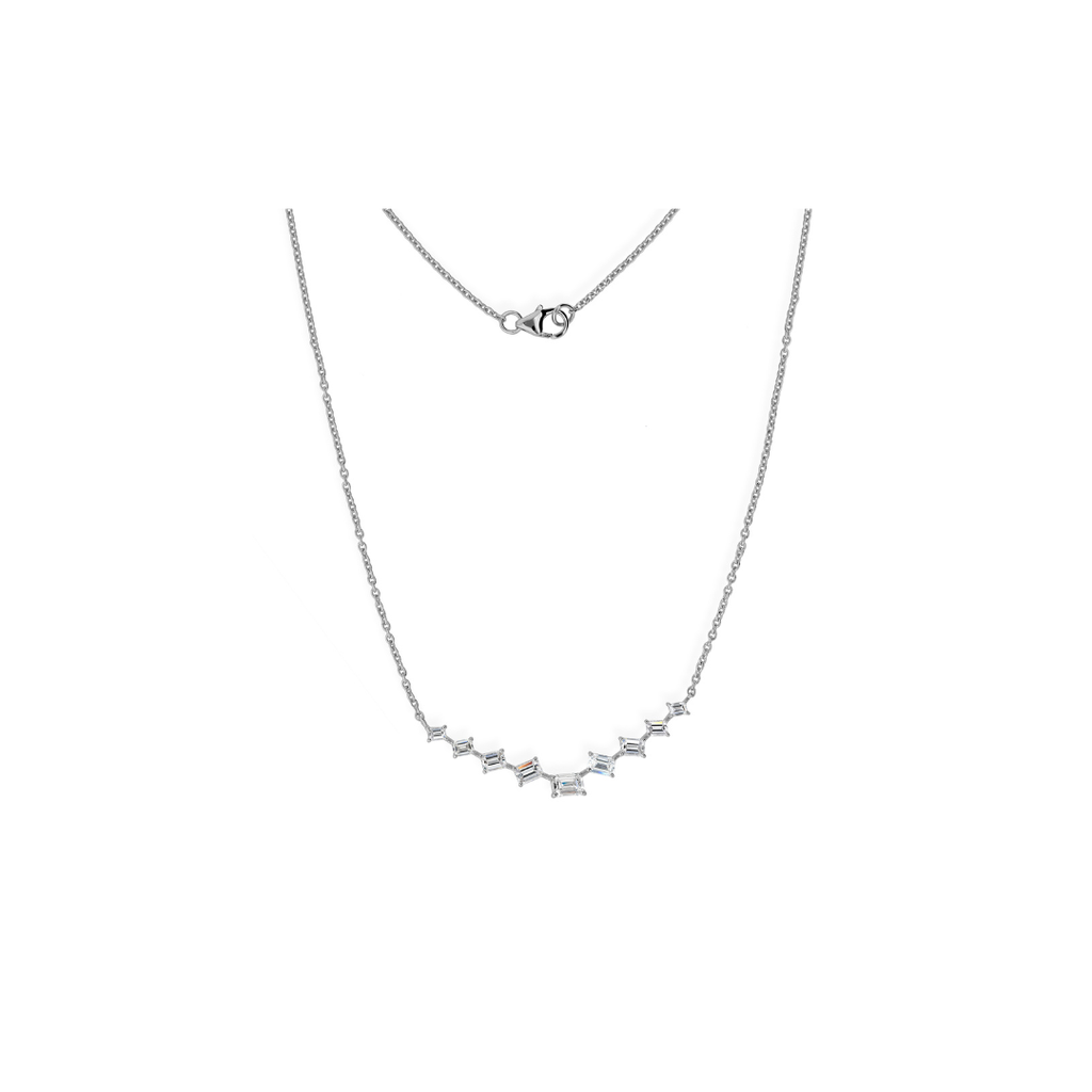 Timeless Dainty Emerald Cut Natural Diamond Fine Gold Necklace