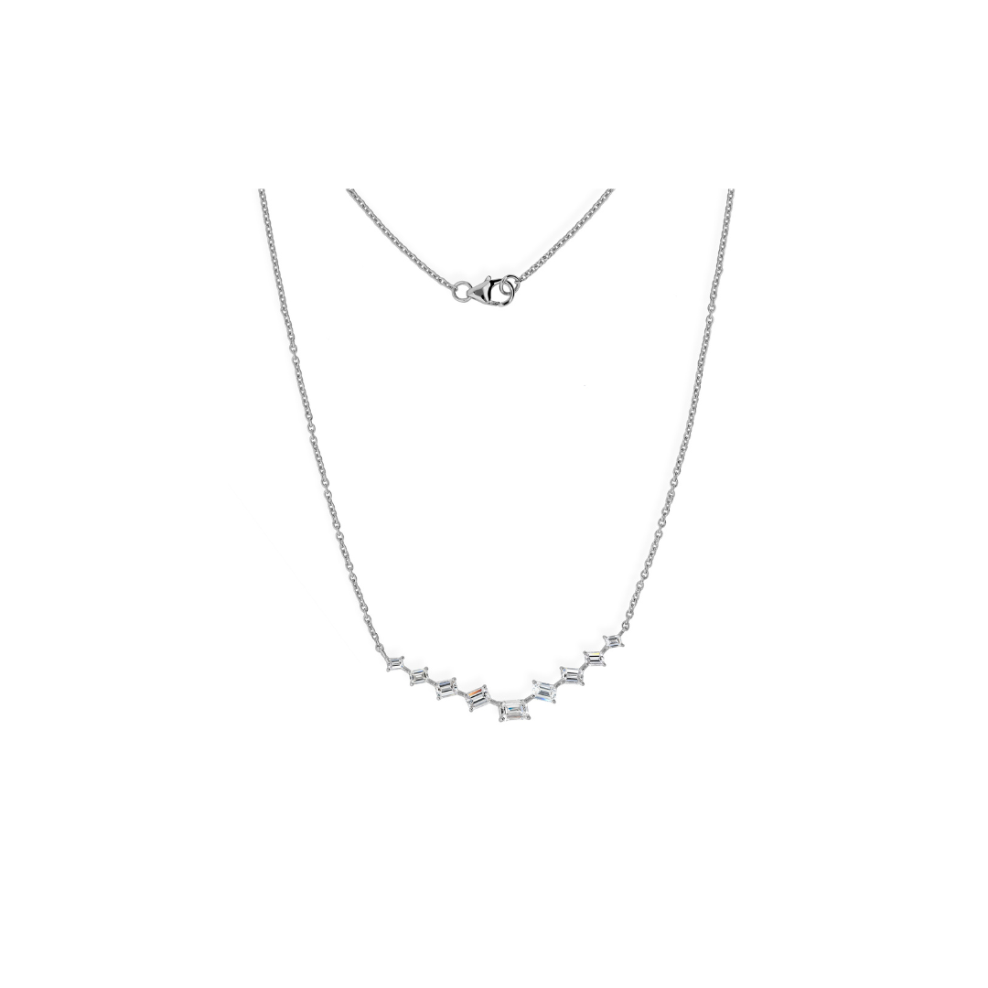 Timeless Dainty Emerald Cut Natural Diamond Fine Gold Necklace