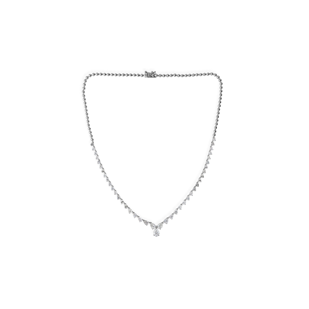 Genuine Pear Cut SI Clarity HI Color Natural Diamond Chain Necklace