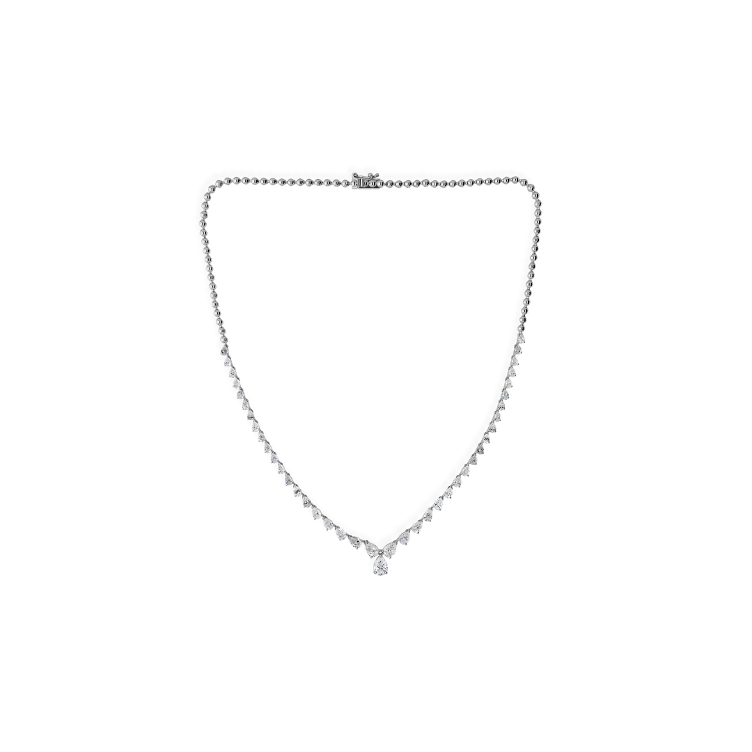 Genuine Pear Cut SI Clarity HI Color Natural Diamond Chain Necklace