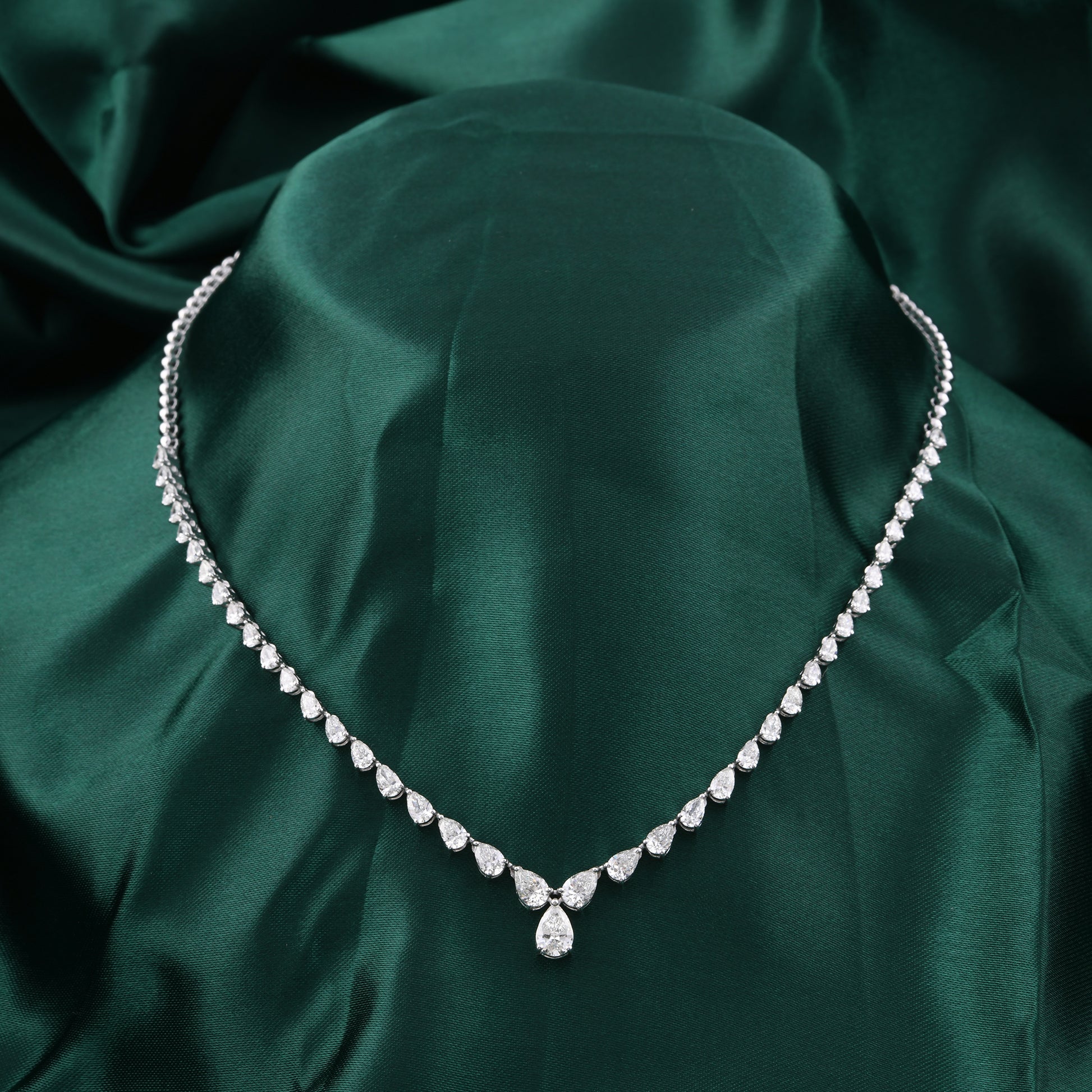 Genuine Pear Cut SI Clarity HI Color Natural Diamond Chain Necklace