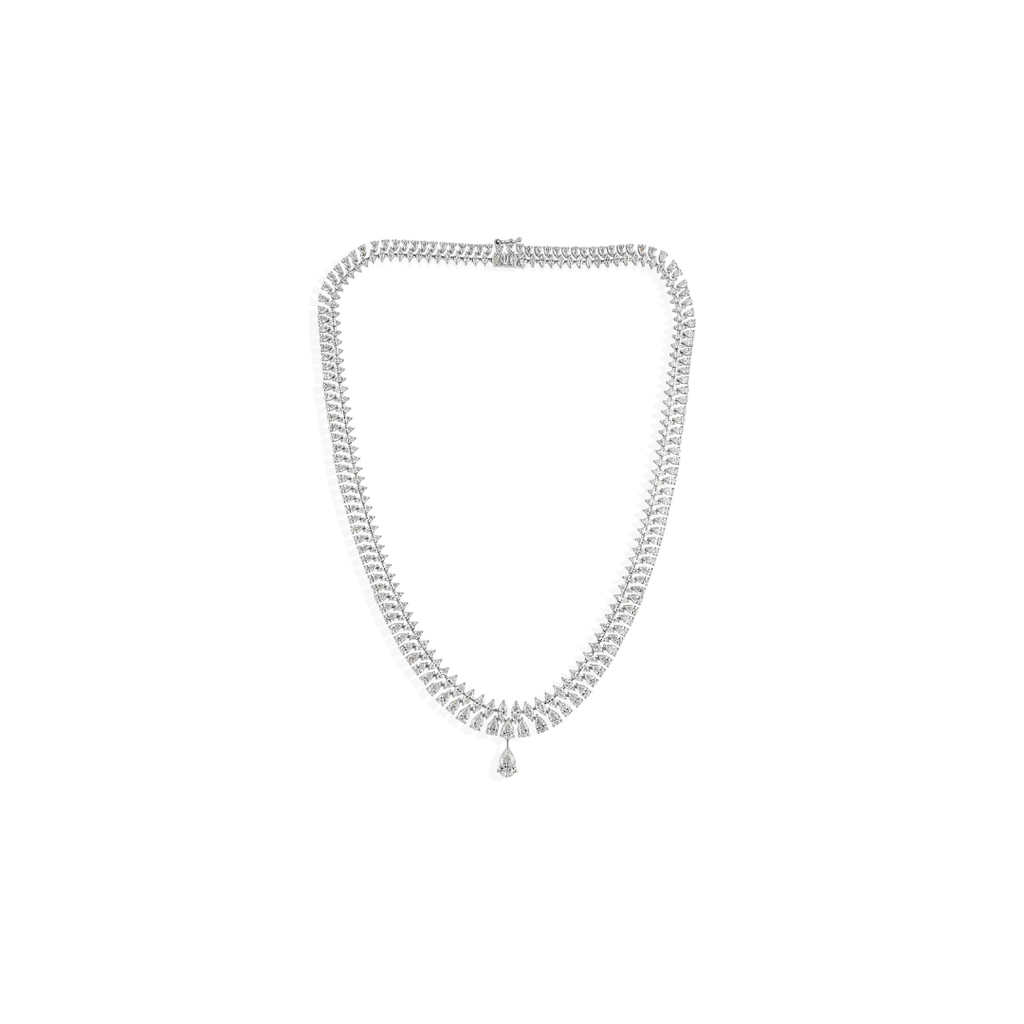 Statement Marquise Pear Cut Natural Diamond Wedding Necklace in Fine Gold