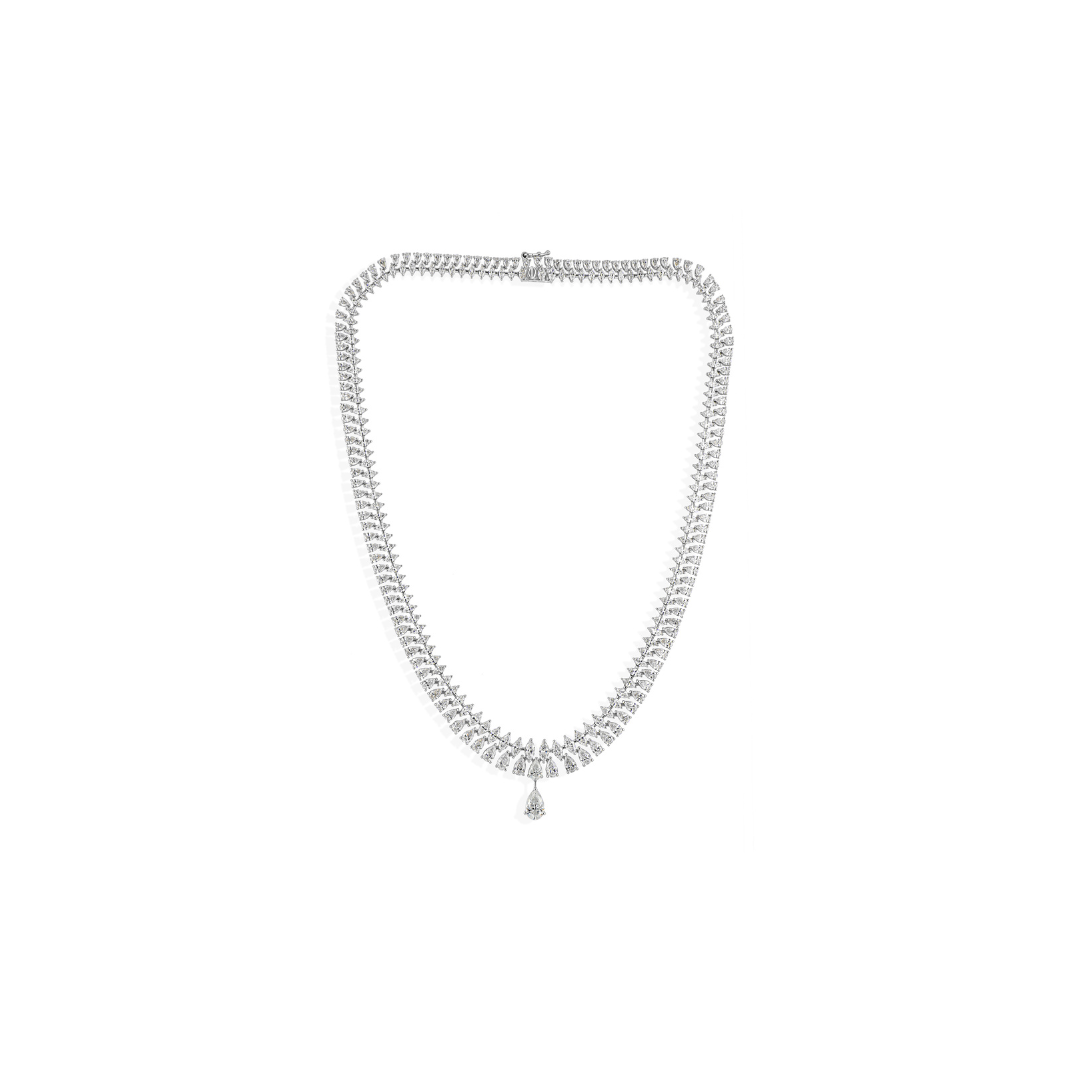 Statement Marquise Pear Cut Natural Diamond Wedding Necklace in Fine Gold