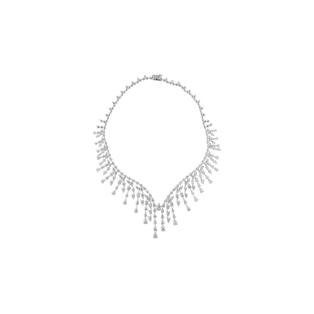 Natural Pear Shaped Diamond Wedding Necklace in Fine Gold