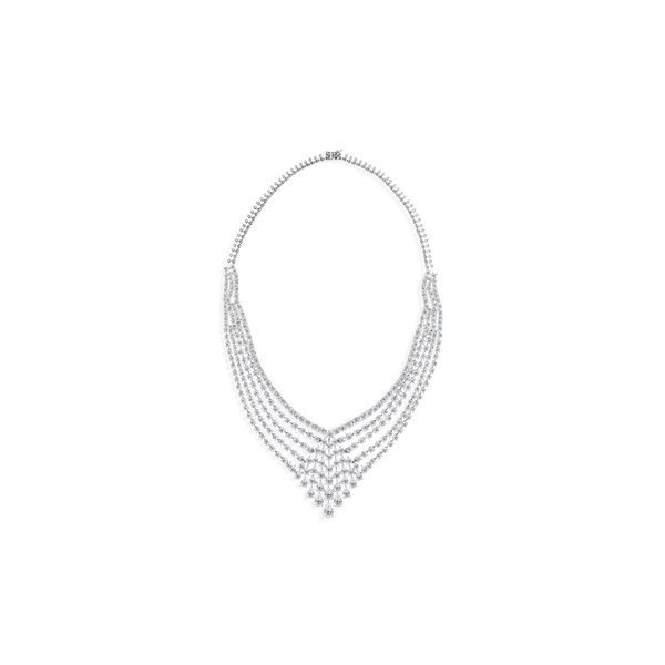 Statement Round Pear Cut Diamond Layered Necklace