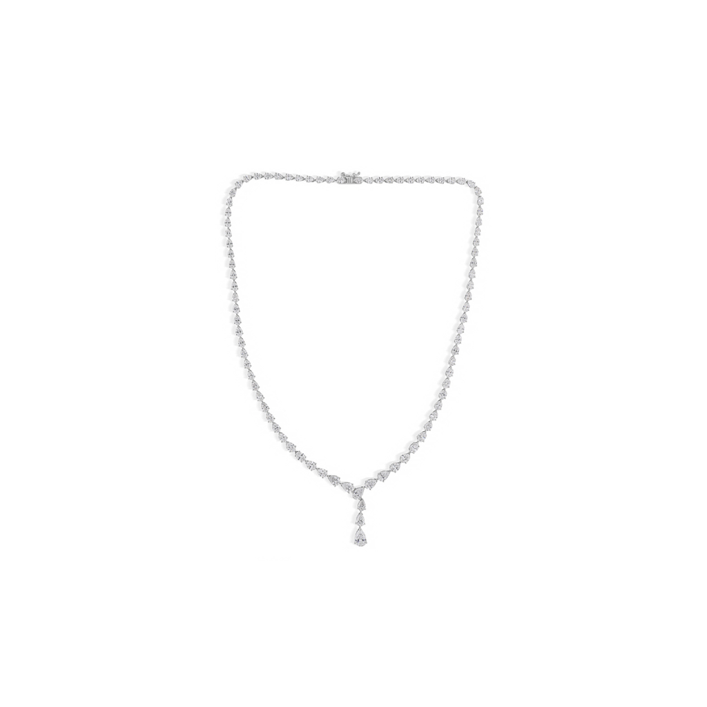 Timeless Pear Cut Natural Diamond Y Drop Necklace in Fine Gold