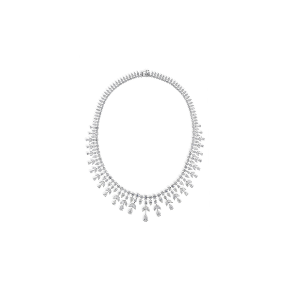 Handcrafted Pear Cut Natural Diamond Motif Fine Gold Necklace