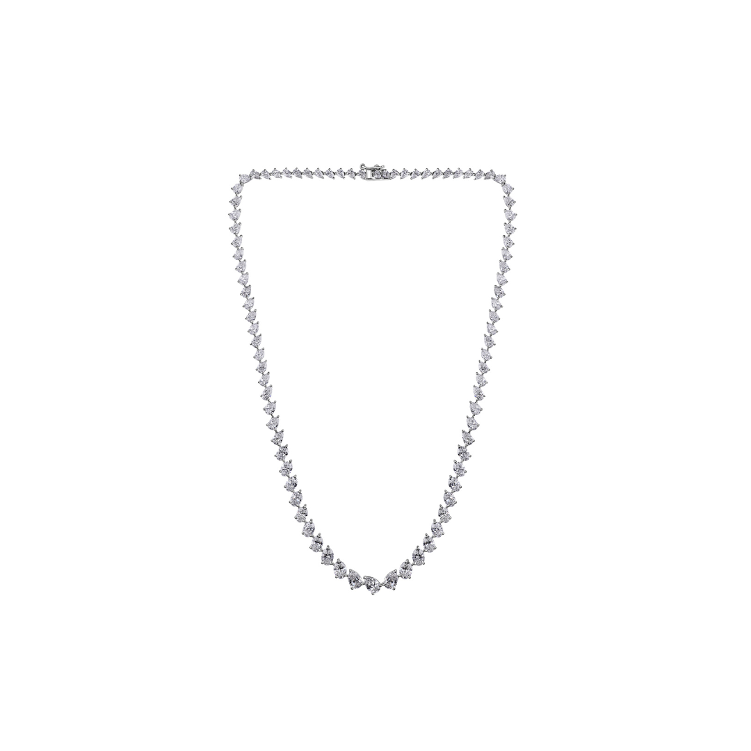 Diamond Tennis Necklace 18ct Natural Pear Oval 14K Gold