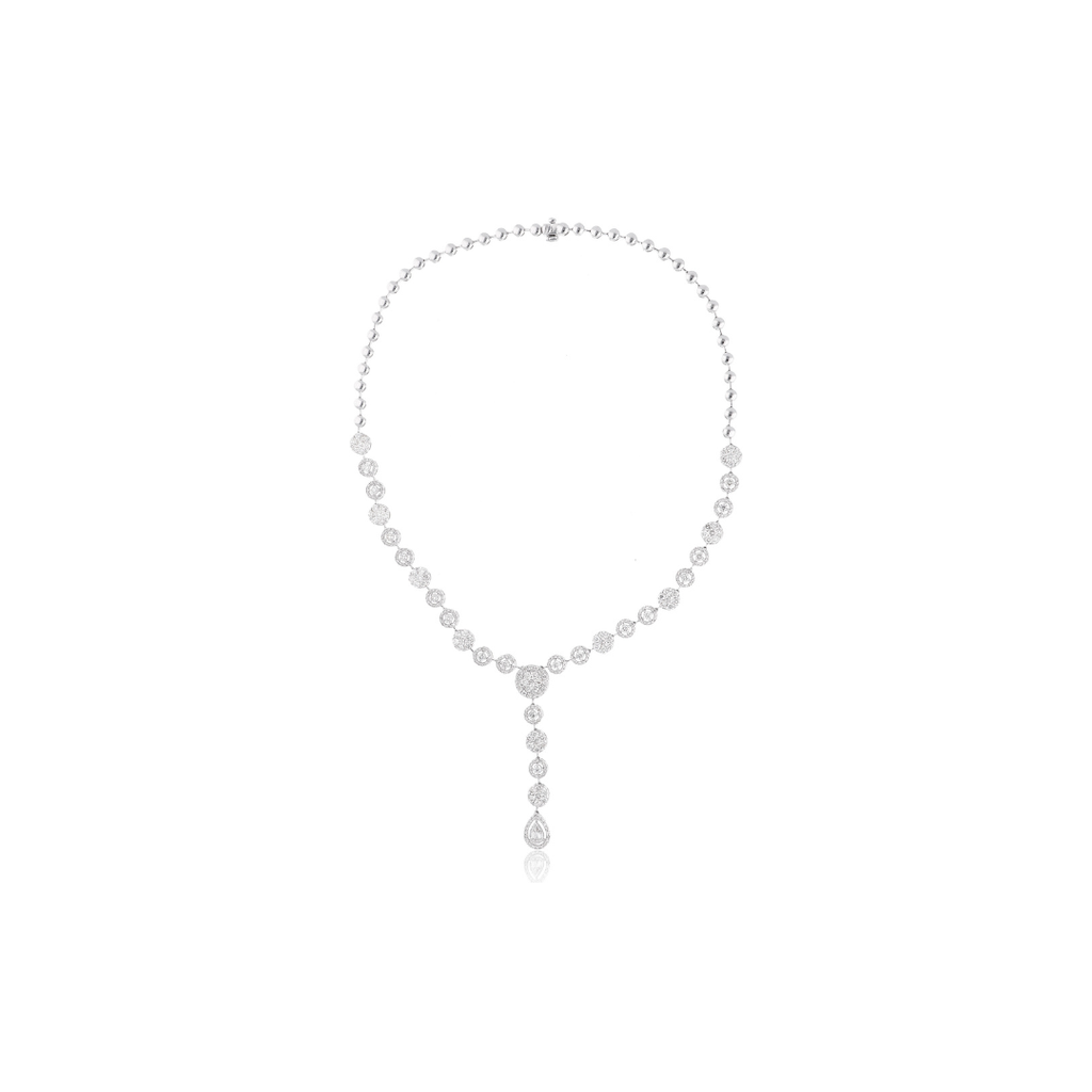7.10ct Natural Diamond Lariat Necklace in Fine Gold